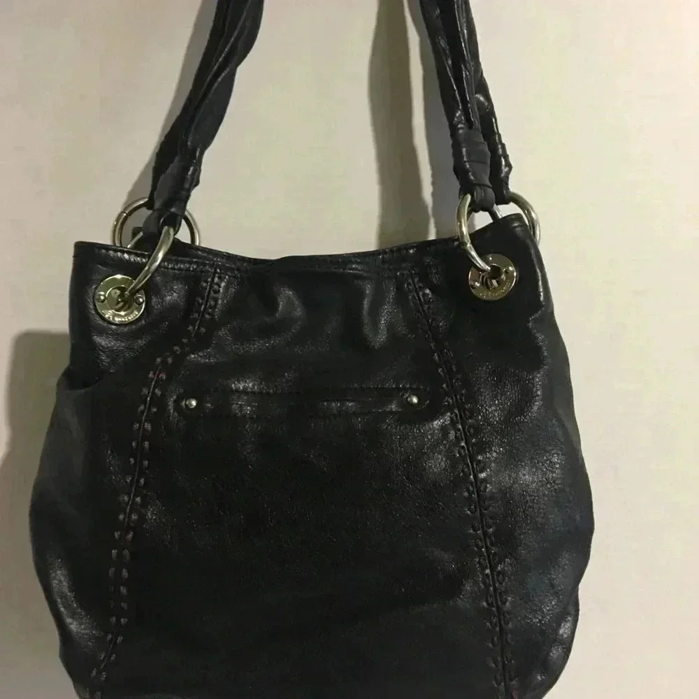 B. Makowsky Black leather hobo leather